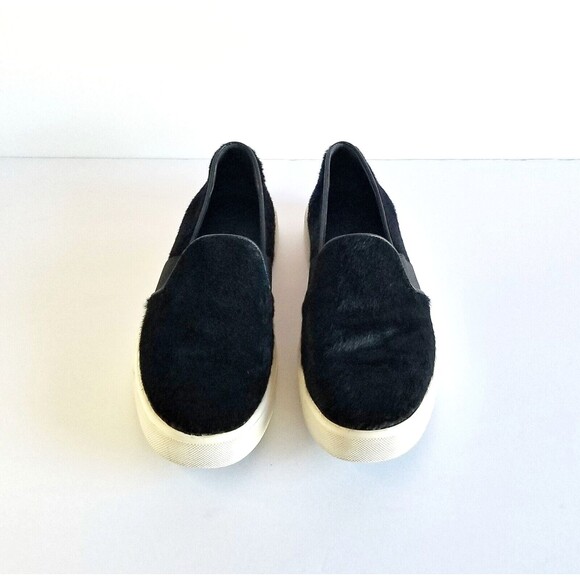 VINCE Women's Black Calf Hair Slip On Sneakers Sz 6 36 Flat Slip On Pony - Picture 3 of 14